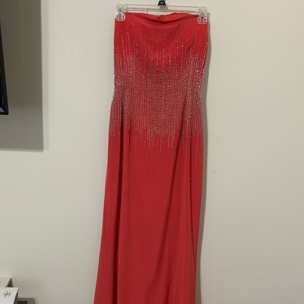 Coral Pink Beaded Long Prom/Homecoming Dress